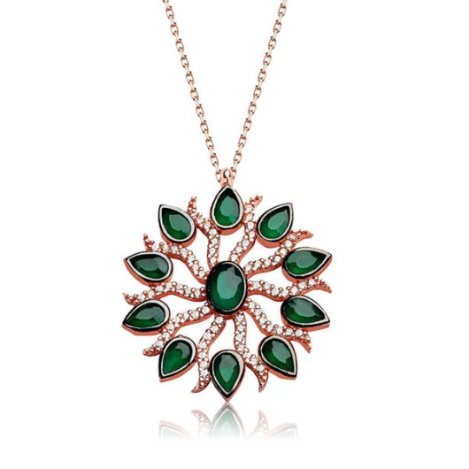 Gms Green Sun Women's Silver Necklace