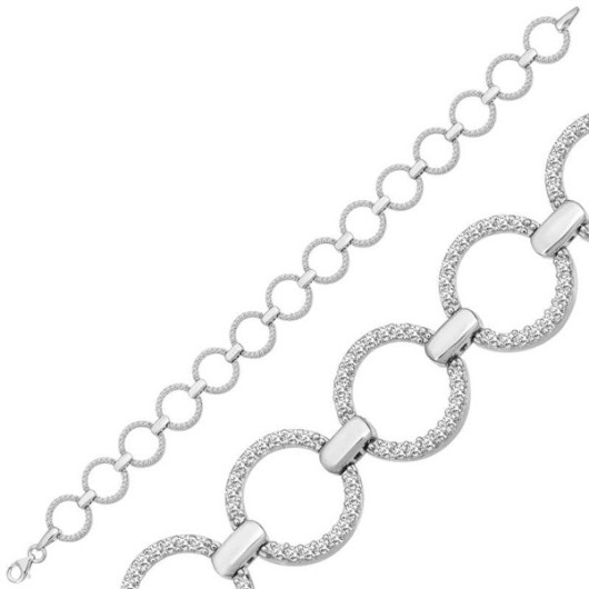 Gms Round Stone Silver Women's Bracelet