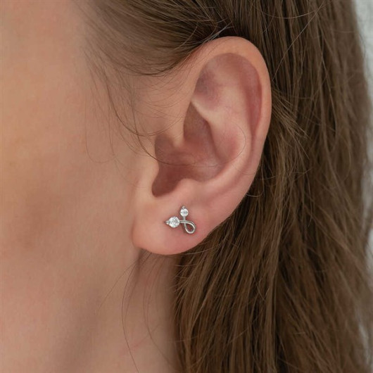 Gms Zircon Stone Studded Women's Silver Earrings