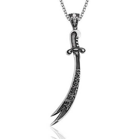 Gms Zulfikar Sword Men's Silver Necklace