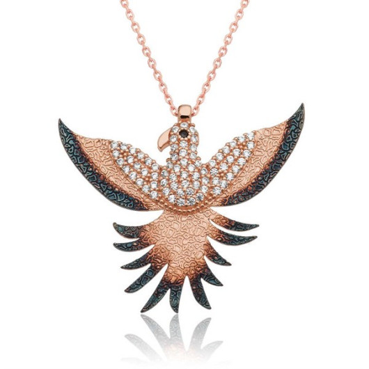 Gms Emerald Phoenix Women's Silver Necklace