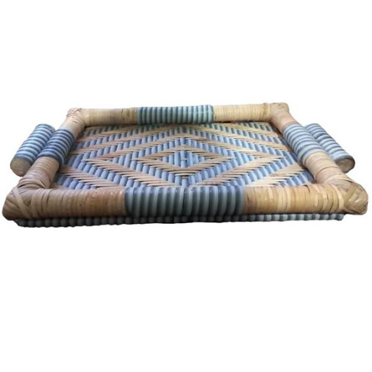Braided Rectangle Diamond Patterned Tray- Varnished
