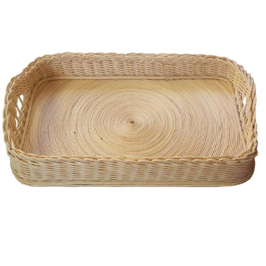 Braided Rectangular Special Design Tray - Varnished