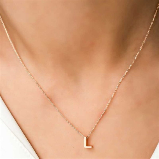 Pb 3D Letter L Silver Women's Necklace