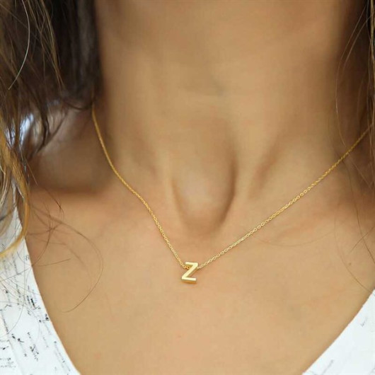 Pb 3D Letter Z Silver Women's Necklace