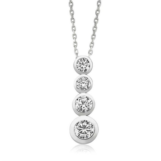 Pb 4 Stone Women's Silver Necklace