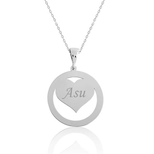 Pb Love Circle Named Women's Silver Necklace
