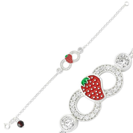 Pb Strawberry Infinity Children's Silver Bracelet