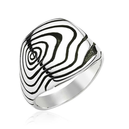 Patterned Men's Silver Ring