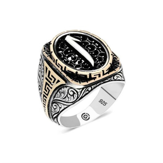 Elif Oval Men's Silver Ring