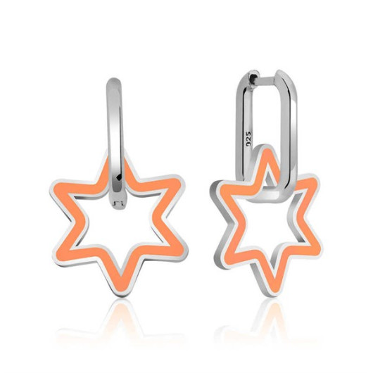 Pb Phosphorous Orange Star Silver Earrings