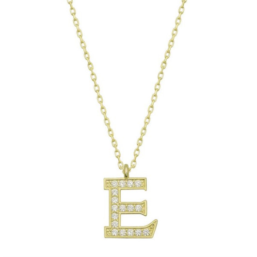 Pb Gold Letter E Women's Silver Necklace