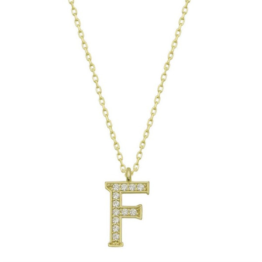 Pb Gold Letter F Women's Silver Necklace