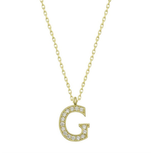Pb Gold Letter G Women's Silver Necklace