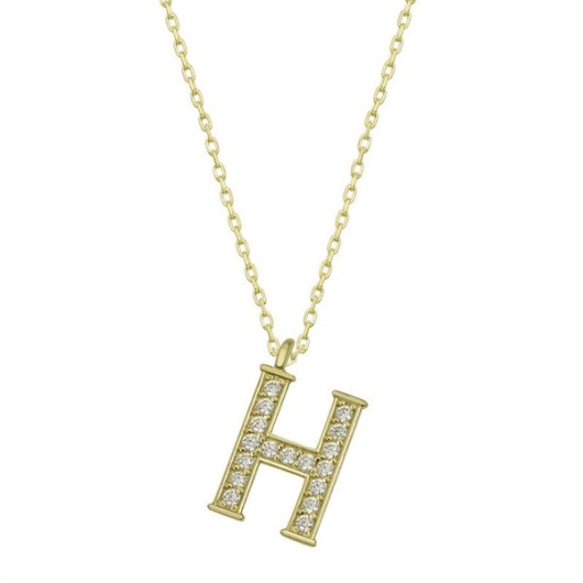 Pb Gold Letter H Women's Silver Necklace