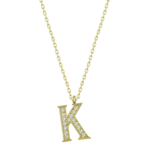 Pb Gold Letter K Women's Silver Necklace