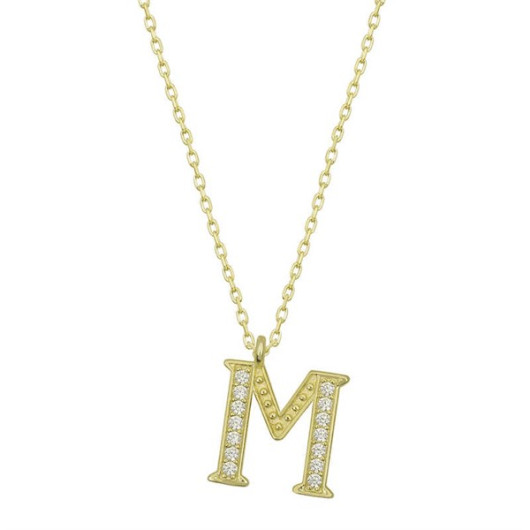 Pb Gold Letter M Women's Silver Necklace