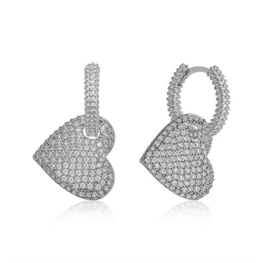 Pb Ring Heart Women's Silver Earrings