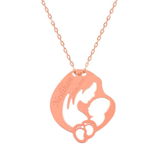 Mother Baby Love Silver Necklace Named Pb
