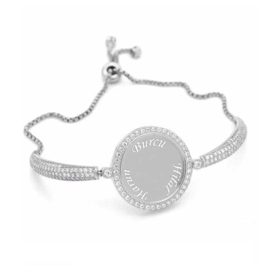 Women's Silver Bracelet With Personalized Stone Named Pb