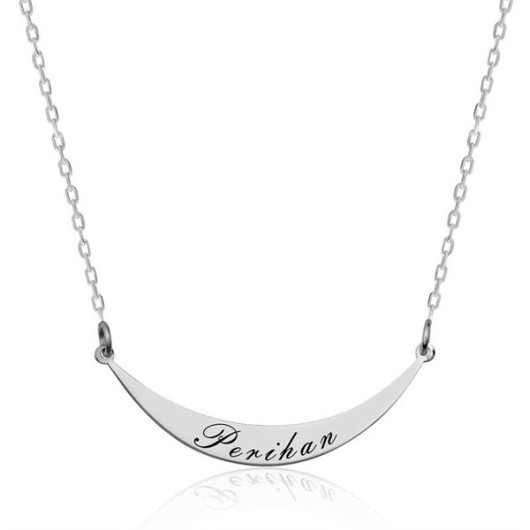 Pb Name Plate Silver Necklace