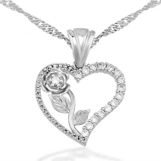 Rose Of My Heart Women's Sterling Silver Necklace