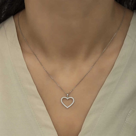 Pb Heart Women's Silver Necklace