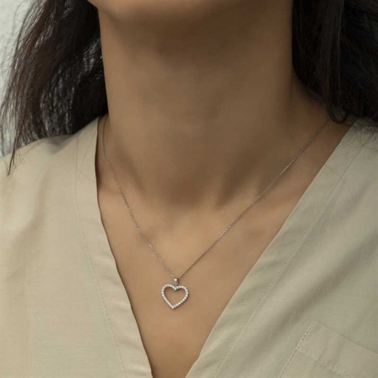 Pb Heart Women's Silver Necklace