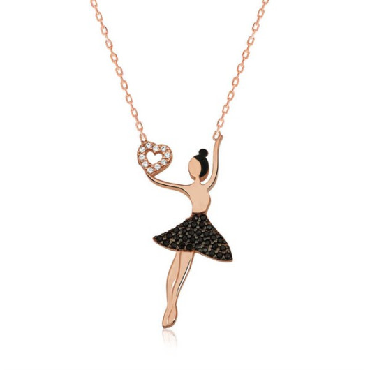 Pb Ballerina Holding A Heart Women's Silver Necklace