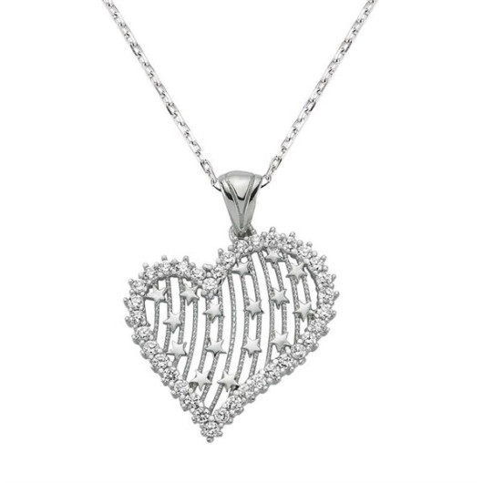 Women's Silver Heart-Shaped Pb Necklace