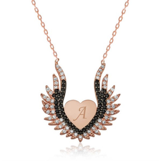 Pb Hearted Angel Wing Women's Silver Necklace