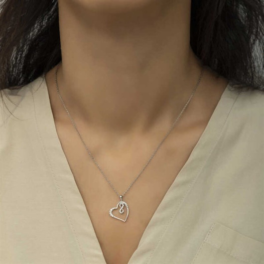 Pb Hearted Infinity Women's Silver Necklace