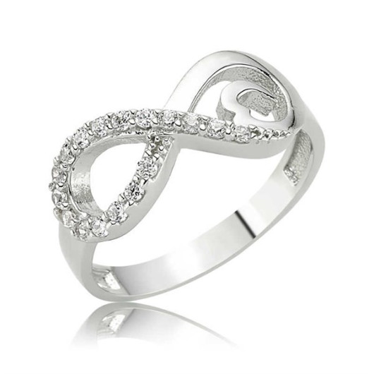 Pb Hearted Infinity Women's Silver Ring