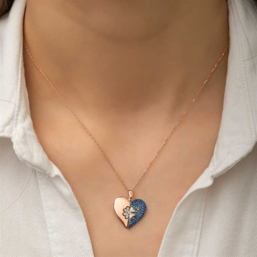 Pb Heart Clover Women's Silver Necklace