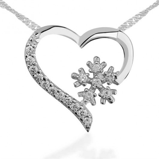 Snowflake Heart Women's Sterling Silver Necklace