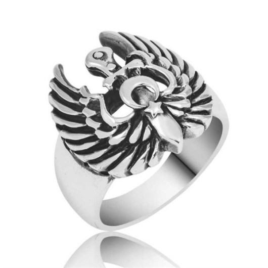 Pb Eagle Wing Men's Silver Ring