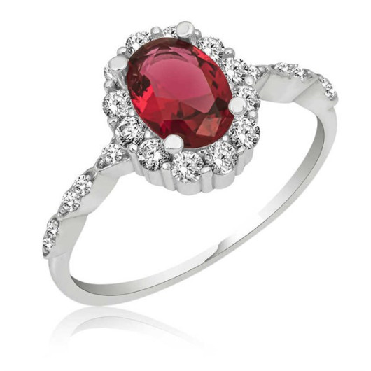 Silver 925 Ring For Women With Red Stone From Pb