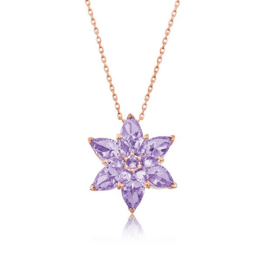 Pb Lilac Lotus Flower Silver Necklace