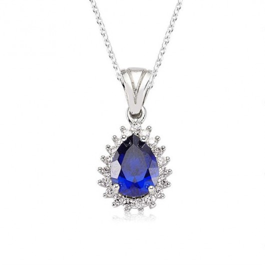 Blue Drop Women's Sterling Silver Necklace