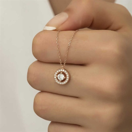 Pb Minimal Round Solitaire Silver Women's Necklace