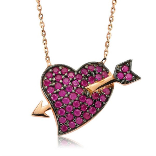 Pb Pink Love Arrow Women's Silver Necklace
