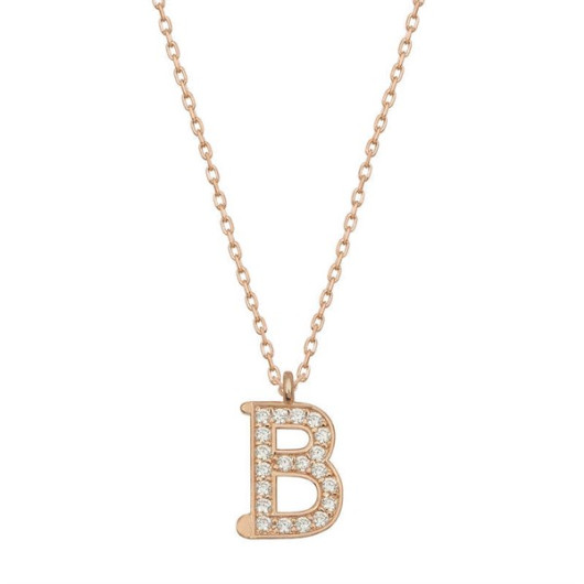 Pb Rose Letter B Silver Women's Necklace