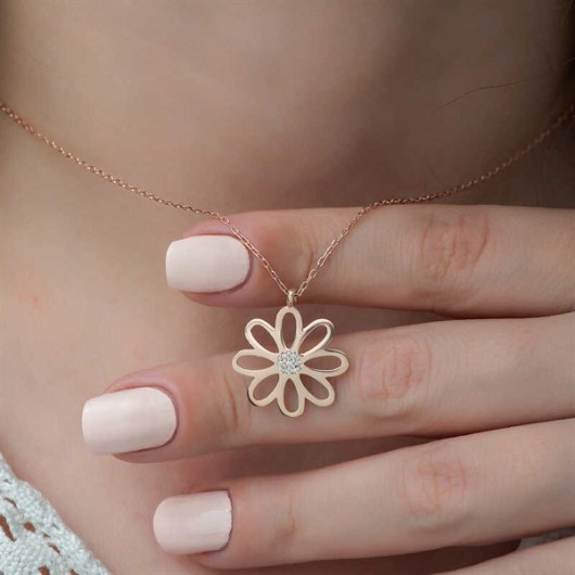 Rose Flower Women's Sterling Silver Necklace