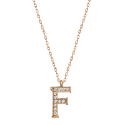 Pb Rose Letter F Silver Women's Necklace