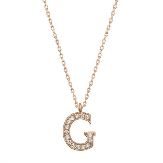 Pb Rose Letter G Silver Women's Necklace