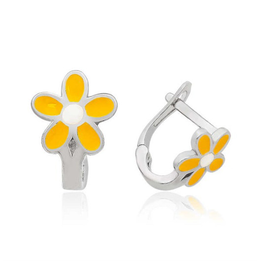 Pb Yellow Flower Children's Silver Earrings