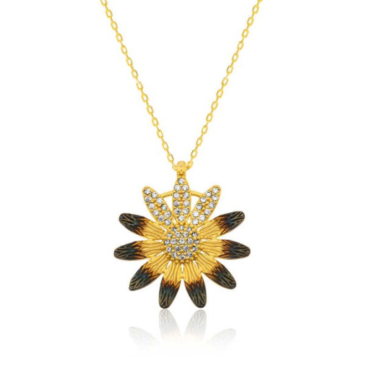 Pb Yellow Daisy Women's Silver Necklace