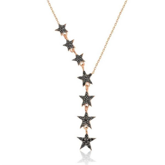 Pb Black Shooting Stars Women's Silver Necklace