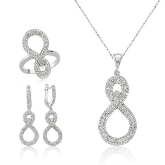 Pb Infinity Women's Silver Set