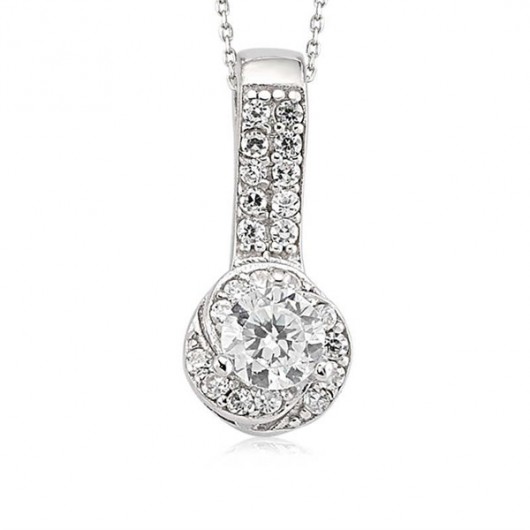 Single Stone Women's Sterling Silver Necklace